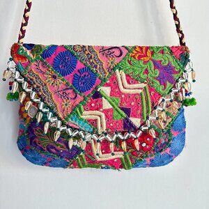 Embroidered Colourful Beaded Crossbody Bag